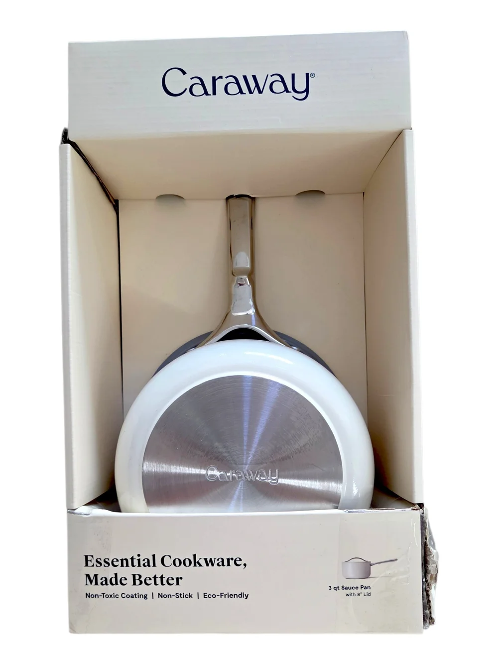 White Sauce Pan with Stainless Base - White